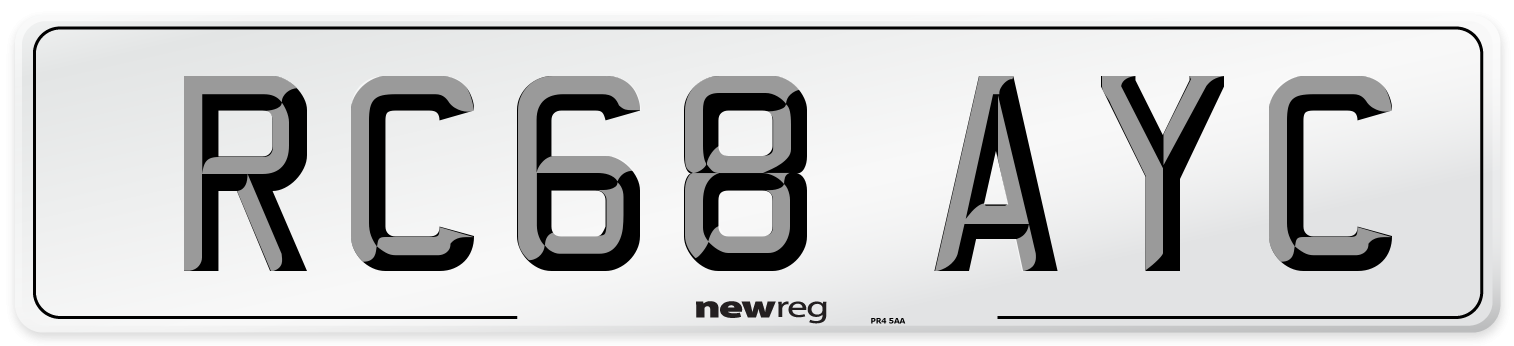 RC68 AYC Number Plate from New Reg